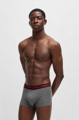 Three-pack of stretch-cotton trunks with logo waistbands, Patterned