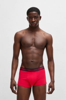Three-pack of stretch-cotton trunks with logo waistbands, Patterned