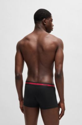 Three-pack of stretch-cotton trunks with logo waistbands, Patterned