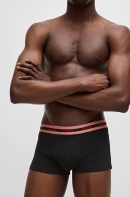 Three-pack of stretch-cotton trunks with logo waistbands, Patterned