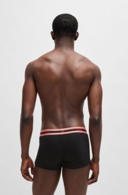 Three-pack of stretch-cotton trunks with logo waistbands, Patterned