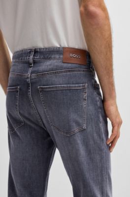 Vaqueros slim fit en denim gris suave al tacto, Gris oscuro