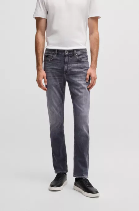 Slim-fit jeans in gray soft-touch denim