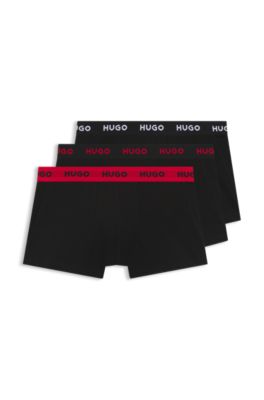Three-pack trunks with jacquard logo waistband, Dark Grey