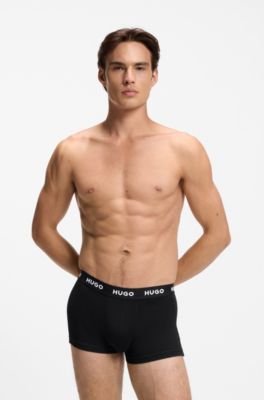 Lot de trois boxers courts avec taille &agrave; logo en jacquard, Gris sombre