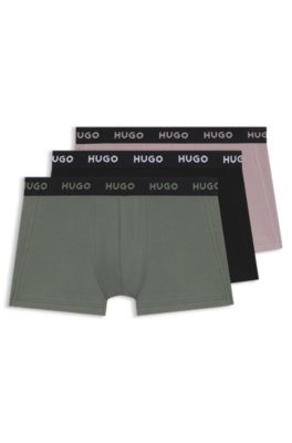 Three-pack trunks with jacquard logo waistband, Light Grey