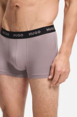 Three-pack trunks with jacquard logo waistband, Light Grey