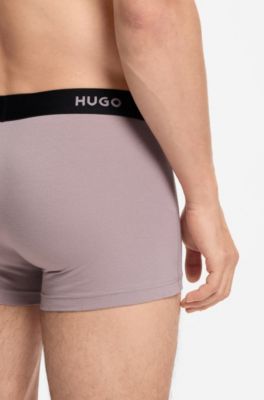 Three-pack trunks with jacquard logo waistband, Light Grey