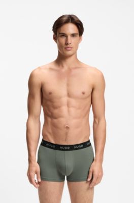 Three-pack trunks with jacquard logo waistband, Light Grey