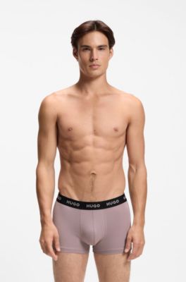 Paquete de tres calzoncillos con cintura de jacquard con logos, Gris claro