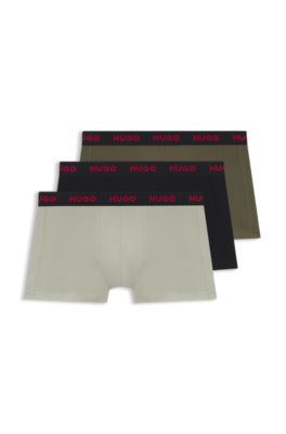 Three-pack trunks with jacquard logo waistband, Light Green