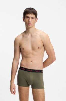 Three-pack trunks with jacquard logo waistband, Light Green