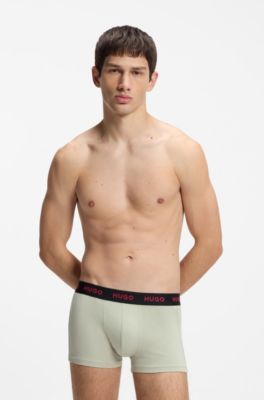 Three-pack trunks with jacquard logo waistband, Light Green