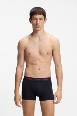 Three-pack trunks with jacquard logo waistband, Light Green