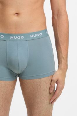 Three-pack trunks with jacquard logo waistband, Light Blue