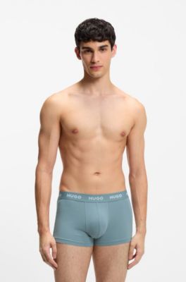 Three-pack trunks with jacquard logo waistband, Light Blue