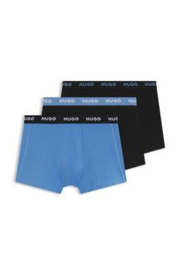 Three-pack trunks with jacquard logo waistband, Light Blue