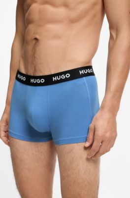 Three-pack trunks with jacquard logo waistband, Light Blue