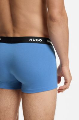 Three-pack trunks with jacquard logo waistband, Light Blue