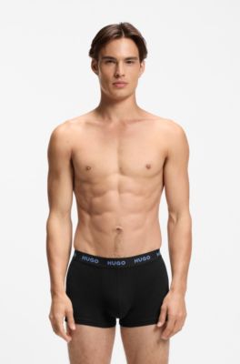 Three-pack trunks with jacquard logo waistband, Light Blue