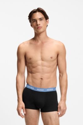 Three-pack trunks with jacquard logo waistband, Light Blue