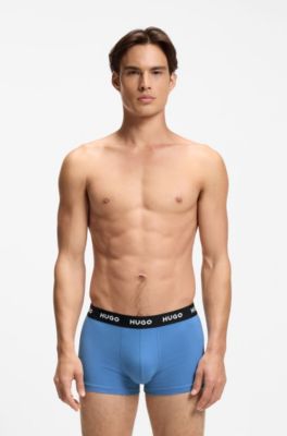 Three-pack trunks with jacquard logo waistband, Light Blue