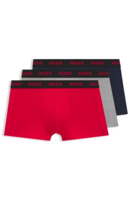 Lot de trois boxers courts avec taille &agrave; logo en jacquard, Rouge clair