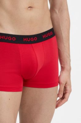 Paquete de tres calzoncillos con cintura de jacquard con logos, Rojo claro