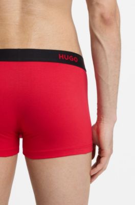 Paquete de tres calzoncillos con cintura de jacquard con logos, Rojo claro