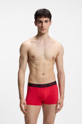 Paquete de tres calzoncillos con cintura de jacquard con logos, Rojo claro