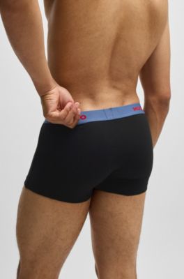 Lot de trois boxers courts en coton stretch avec taille logot&eacute;e, Fantaisie