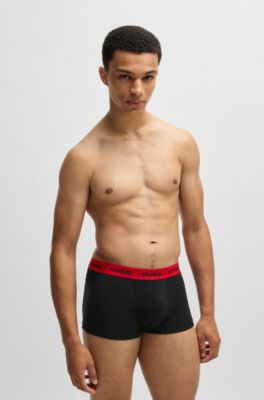 Lot de trois boxers courts en coton stretch avec taille logot&eacute;e, Fantaisie