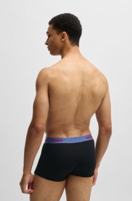 Lot de trois boxers courts en coton stretch avec taille logot&eacute;e, Fantaisie