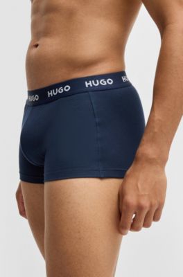 Lot de trois boxers courts en coton stretch avec taille logot&eacute;e, Fantaisie