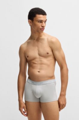 Lot de trois boxers courts en coton stretch avec taille logot&eacute;e, Fantaisie