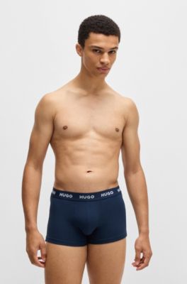Lot de trois boxers courts en coton stretch avec taille logot&eacute;e, Fantaisie