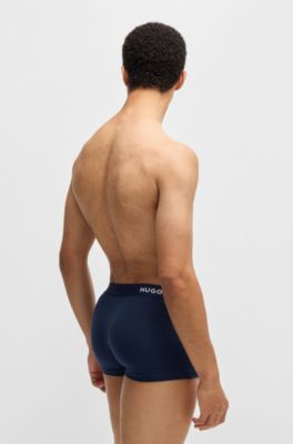 Lot de trois boxers courts en coton stretch avec taille logot&eacute;e, Fantaisie