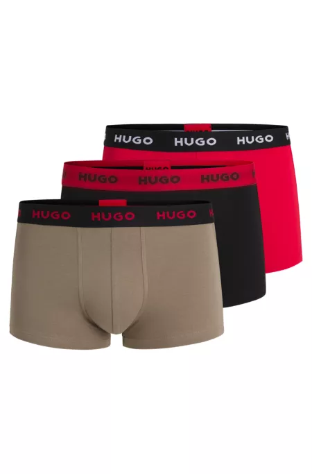 Three-pack of stretch-cotton logo-waist trunks