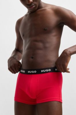 Lot de trois boxers courts en coton stretch avec taille logot&eacute;e, Fantaisie