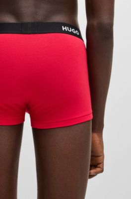 Lot de trois boxers courts en coton stretch avec taille logot&eacute;e, Fantaisie