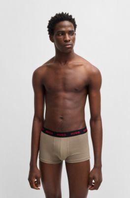 Lot de trois boxers courts en coton stretch avec taille logot&eacute;e, Fantaisie