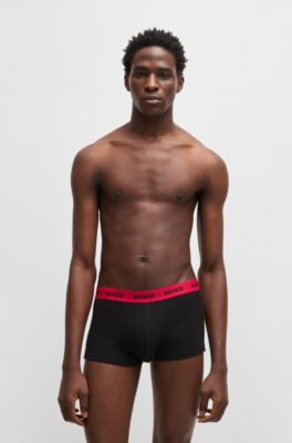 Lot de trois boxers courts en coton stretch avec taille logot&eacute;e, Fantaisie