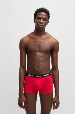 Lot de trois boxers courts en coton stretch avec taille logot&eacute;e, Fantaisie