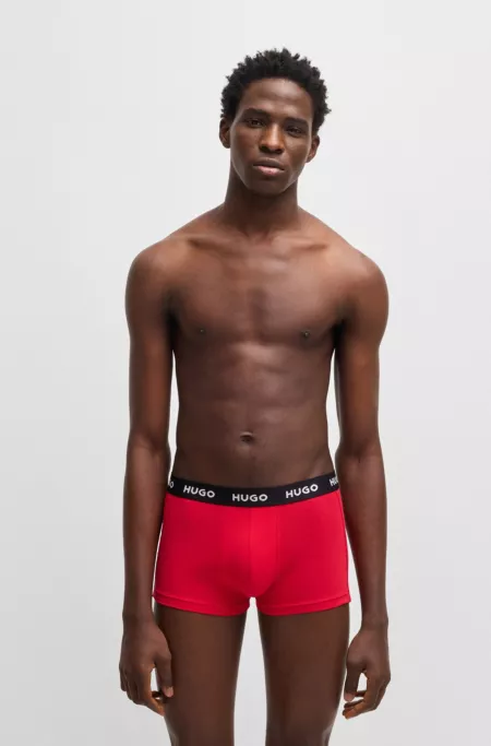Three-pack of stretch-cotton logo-waist trunks