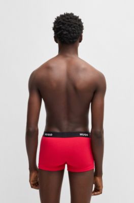 Lot de trois boxers courts en coton stretch avec taille logot&eacute;e, Fantaisie