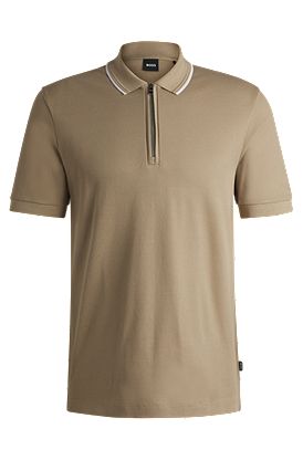 Structured-cotton polo shirt with zip placket