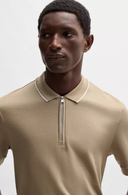 Structured-cotton polo shirt with zip placket