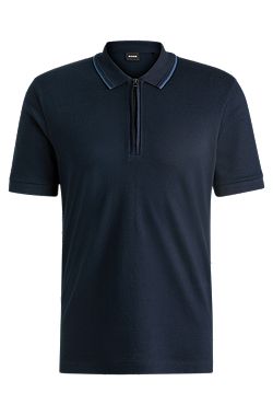 Structured-cotton polo shirt with zip placket