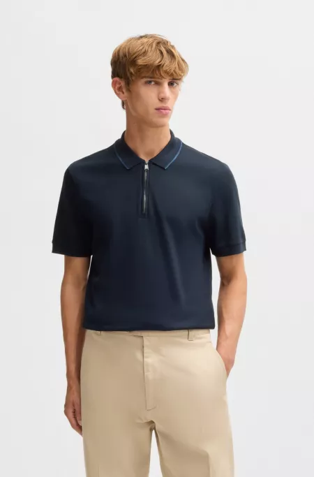 Structured-cotton polo shirt with zip placket