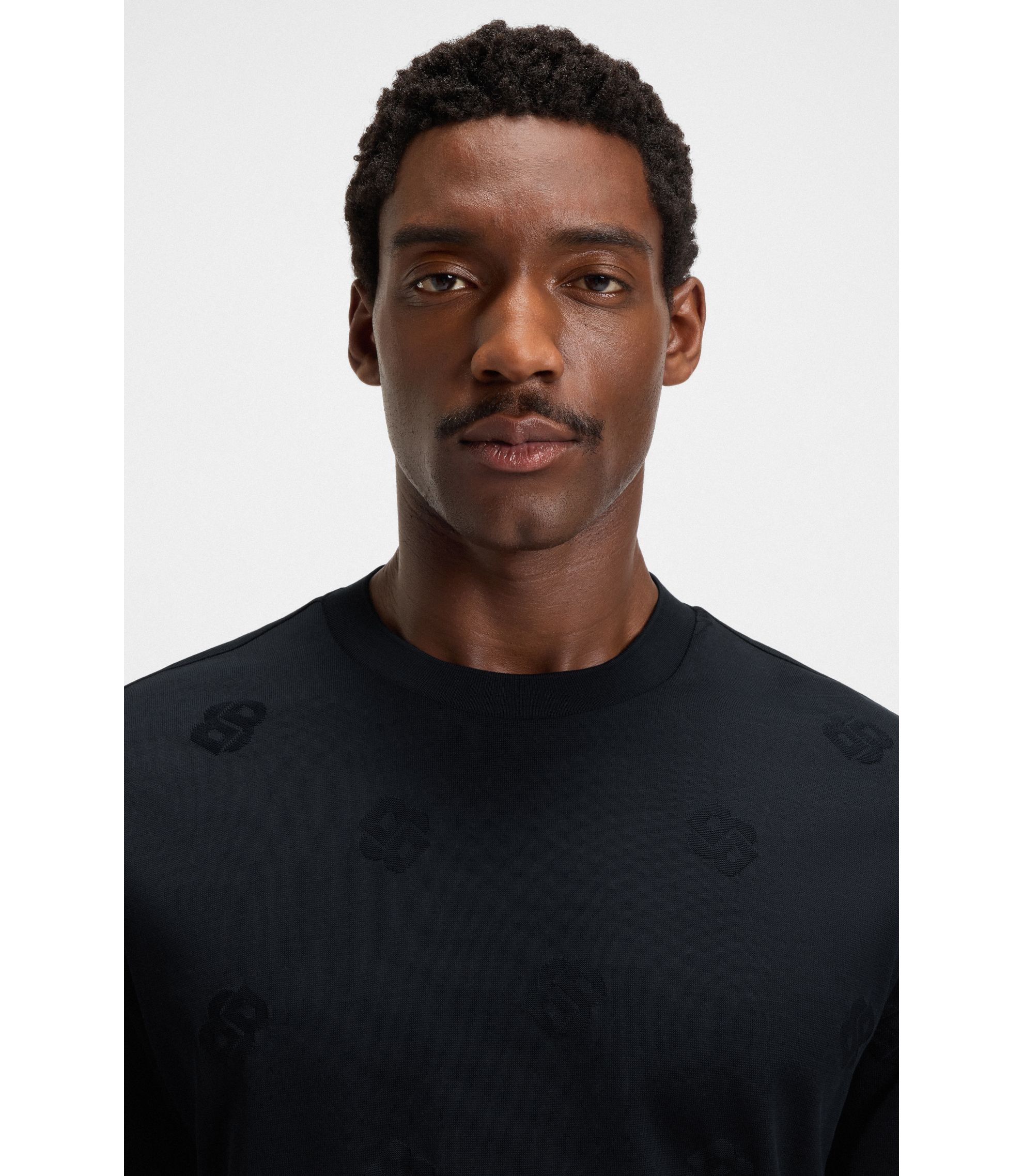 BOSS - Mercerized-cotton T-shirt with Double B monograms